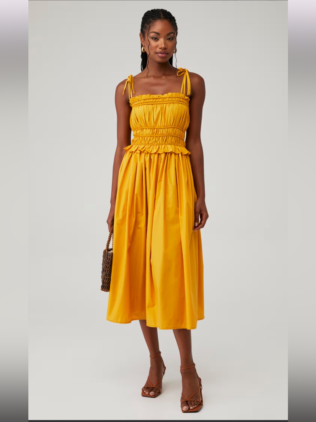 En Saison Women's Haley Smock Midi Dress In Golden Yellow Size Medium